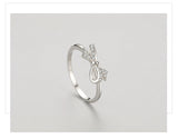 Cute Bowknot 925 Sterling Silver AAAA Lab Created Diamond Romantic Fine Ring