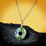 Genuine Handmade Green Bamboo Leaves Luminous AAA Zircon Diamonds Necklace