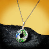 Genuine Handmade Green Bamboo Leaves Luminous AAA Zircon Diamonds Necklace
