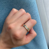 Superb Trendy Full Circle 14K Rolled Rose Gold Exquisite Turquoise Stackable Ring - Fine Vintage Jewellery