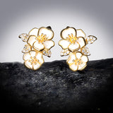 Fashion Elegant Handmade Enamel White Golden Flower Earrings