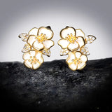 Fashion Elegant Handmade Enamel White Golden Flower Earrings
