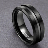 New Arrival 6mm 8mm Groove Brushed Black Tungsten Carbide Wedding Engagement Comfort Fit Rings - The Jewellery Supermarket