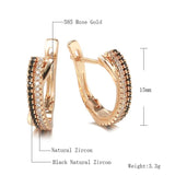 New Luxury Bling Personality Rolled 14K Rose Gold Black White AAA Zircon Diamonds Drop Earrings Party Jewellery