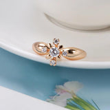 Luxury Crystal AAA Zircon FlowerFilled 14K Rose Gold Fashion Rings for Women Daily Fine Jewellery