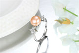High Quality White,Pink,Purple,Black,Gold Pearls AAA Zircon Diamonds Silver Rings