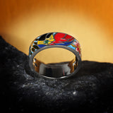 925 Sterling Silver Colourful Enamel Charming Flower AAA Cubic Zircon Ring