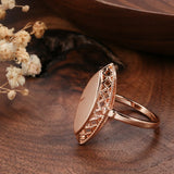 Latest Fashion Weaving Filled 14K Rose Gold Rhombus Glossy Rings - Ethnic Style Bride Wedding Jewellery