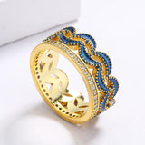 Classic Crown Handmade Enamel Three-layer AAA Zircon Exquisite 18KGP Ring