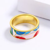 Exquisite 18K Gold Colour Irregular Epoxy Handmade Enamel Women's Ring