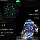 Superb Top Brand Luxury New Fashion Blue Sports Chronograph Waterproof Quartz Mens Watches - Ideal Gifts - The Jewellery Supermarket