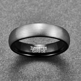 New Brushed Finish Wedding Band Comfort Fit Dome Matte Inner Rings - Black Tungsten Carbide Ring - The Jewellery Supermarket