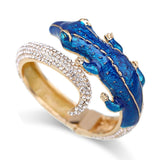 New Unique Design Antique Gold Plated Rhinestone Fashion Statement Crocodile Golden Bangle Cuff Bracelets for Women