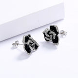 Fashion Delicate Rose Flower Black Epoxy Handmade Enamel Earrings