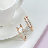 14K Gold Filled Long Clip Full Inlay AAA Zircon Diamonds Drop Elegant Hoop Earrings