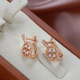 Luxury Vintage Style 14K Filled Rose Gold AAA Zircon Diamonds Hollow Flower Drop Earrings  - Fine Jewellery