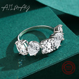 Luxury Trendy Dazzling 925 Sterling Silver AAAA Lab Created Diamond Rings