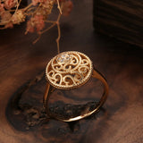 14 Karat Gold Filled New  Fashion Hollow Flower AAA Zircon Diamonds Ethnic Vintage Rings