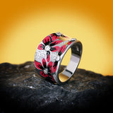 Fashionable Exquisite Red, White Handmade Enamel AAA Zircon Diamonds Rings