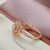 14 Karat Rolled Gold Fashion Rose Flower AAA Zircon Diamonds Fine Vintage Rings For Women
