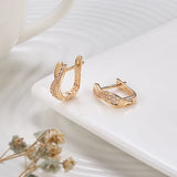 14K Rolled Gold AAA Zircon Diamonds Heart & Arrow Fashion Glossy Loops Wave Earrings