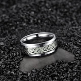 New Silver Color Celtic Dragon Inlay Polished Tungsten Engagement Wedding Ring