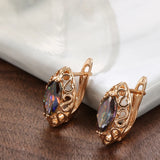 14 Karat Filled Gold Multicolour AAA Zircon Crystals Geometric Hollow Vintage Earrings