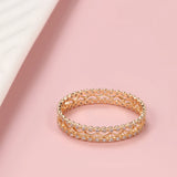 Adorable Hollow 14K Gold Filled AAA Zircon Diamonds Double Row Micro-wax Inlay Ring