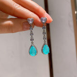 Vintage Fashion Water Drop Paraiba Tourmaline Gemstone Earrings/Necklace Gemstone Charming  Jewellery Set - The Jewellery Supermarket