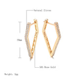 14K Gold Filled Trendy Rhombus Shape AAA Zircon Diamonds Hollow Back Elegant Earrings