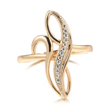 Elegant Geometric Texture 14K Rolled Rose Gold AAA White Zircon Diamonds Rings For Women - Fashion Fine Jewellery