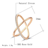 Luxury AAA Zircon Diamonds Fashion 14K Rolled Rose Gold Geometry Cross Rings for Women - Vintage Wedding Jewellery