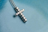 Sparkling 1.1ct 3mmX11 Round Cut D VVS1 Moissanite Diamonds Silver Christian Religious Cross Necklace Fine Jewellery - The Jewellery Supermarket