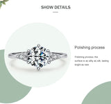 Luxury Six Claw Silver Round Cut Dazzling AAAA Lab Created Diamond Ring