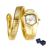 Unique Snake Shape Luxury  Bling Gold Quartz  Wrist Watch For Women - Ladies MISSFOX Women's Watch
