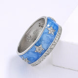 Blue Star AAA Zircon Diamonds Shape Fine Beauty Handmade Enamel Ring
