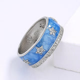 Blue Star AAA Zircon Diamonds Shape Fine Beauty Handmade Enamel Ring