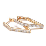 14K Gold Filled Trendy Rhombus Shape AAA Zircon Diamonds Hollow Back Elegant Earrings