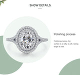 Classic Luxury Oval Dazzling 1.5 Karat AAAA Lab Created Diamond 925 Silver Ring