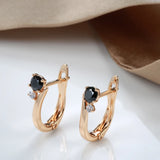14K Gold Filled Minimalist AAA Black Zircon Inlay Diamond Dainty Pierced Golden Earrings