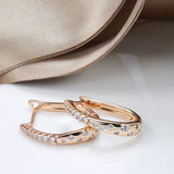 14K Gold Filled AAA Zircon Diamonds Women Clip Elegant Curve Bling Hoop Earrings