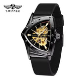 New Arrival Luxury Charming Triangle Skeleton Automatic Watches for Men - Gold Sports Luminous Mechanical Watches
