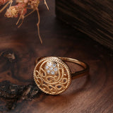 14 Karat Gold Filled New  Fashion Hollow Flower AAA Zircon Diamonds Ethnic Vintage Rings