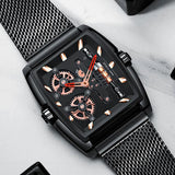 New Arrival Square Dial Waterproof Luxury Top Brand Mesh Strap Army Sports Quartz Men's Watches - The Jewellery Supermarket
