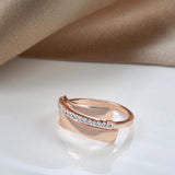 Brand New Luxury Crystal Flower Fashion 14K Rolled Rose Gold AAA Zircon Diamonds Ring - Vintage Wedding Jewellery