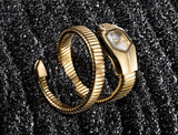 Unique Snake Shape Luxury  Bling Gold Quartz  Wrist Watch For Women - Ladies MISSFOX Women's Watch