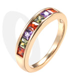 14 Karat Rolled Gold Rainbow Luxury Colorful AAA Zircon Crystals Fashion Rings for Women