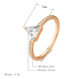 14 Karat Rolled Gold Triangle AAA Zircon Diamonds Fashion Wedding Rings Luxury Jewellery