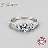 Luxury Round Cut Dazzling AAAA Lab Created Diamond 925 Sterling Silver Ring