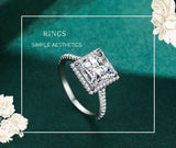 Fashion Luxury Princess Square Cut AAAA Lab Created Diamonds 925 Silver Rings